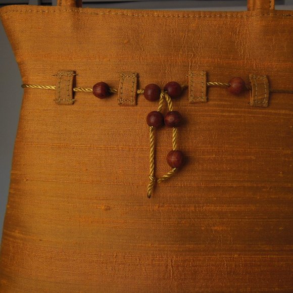 Thai silk  bag, Beautiful  Gold color hand bag ,Spring bag 9 By 9 in. - Picture 1 of 9